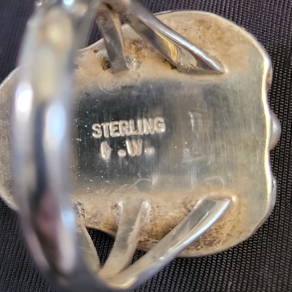 Native American Vintage Silver Black Onyx Necklace Watchband Bracelet Ring Set - Picture 10 of 15